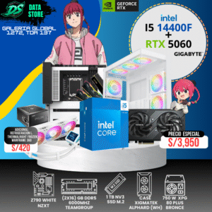 COMPUTADORA INTEL  i5 14400F + RTX 5060 2 FANES  + 32GB DDR5 + 512 GB M.2 + Z790