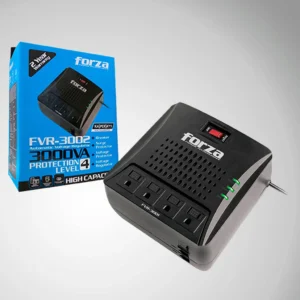 Estabilizador Forza: FVR-3002 / 4 tomas / 2 puertos rj45 - 3000VA/1500W