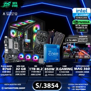 COMPUTADORA INTEL i7 12700KF + RTX 5060 + 32GB RAM + SSD 1TB