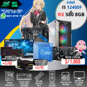 COMPUTADORA INTEL i5 12400F + RX 580 8GB + 16 GB DDR4 + 512 GB SSD