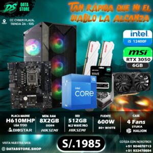 PC I5-12400F + RTX 3050 6GB + 16GB DDR4 + 512GB M.2 + H610M